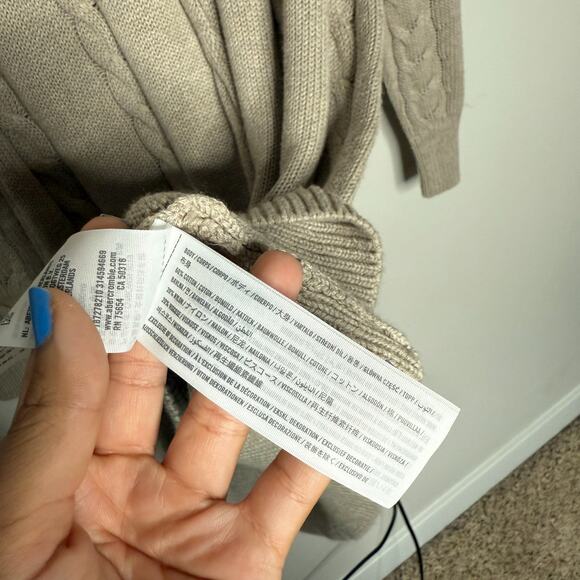 Abercrombie & Fitch Womens Sweater Dress Large Tan Cable Knit Camp Minimal Fall - Picture 5 of 6